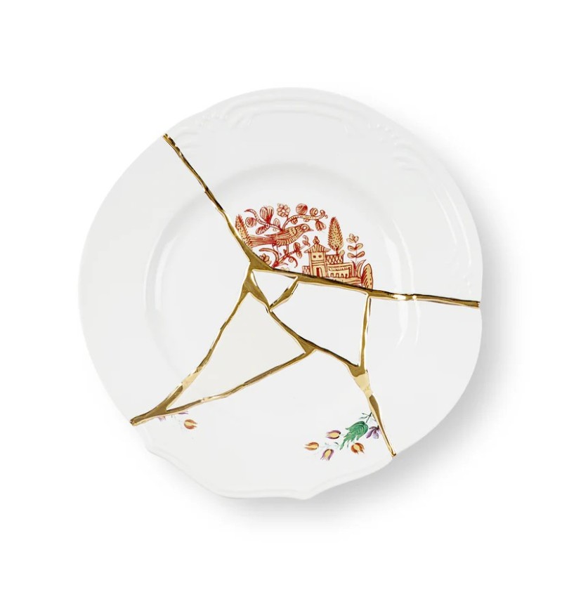 Piatto Kintsugi Seletti Design Oro Porcellana | BHOME