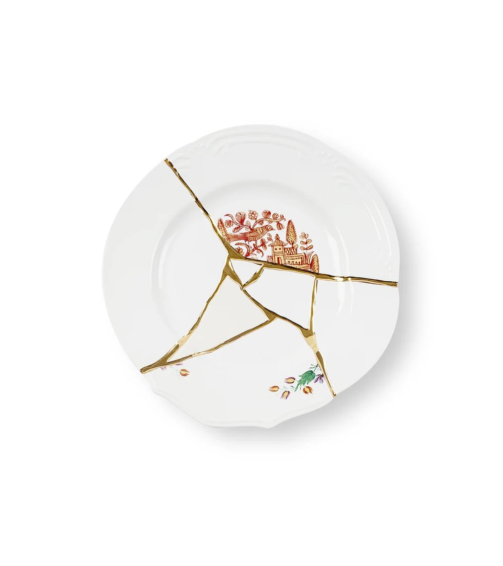 Kintsugi Seletti Gold Porcelain Design Plate | BHOME