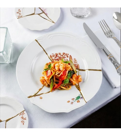 Kintsugi Seletti Gold Porcelain Design Plate | BHOME