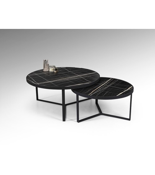 Set 2 tavolini Naira SCHULLER VALENCIA marmo nero