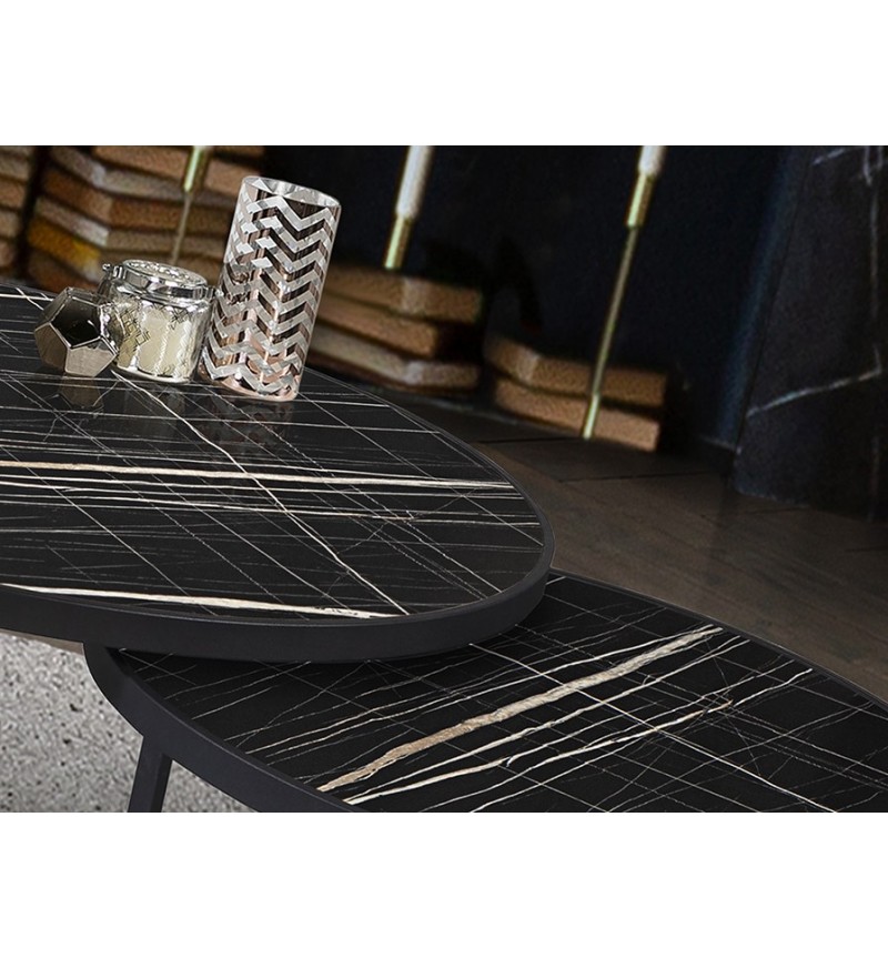 Set 2 tables Naira SCHULLER VALENCIA marbre noir