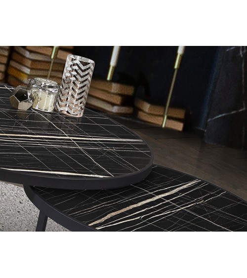 Set 2 tavolini Naira SCHULLER VALENCIA marmo nero