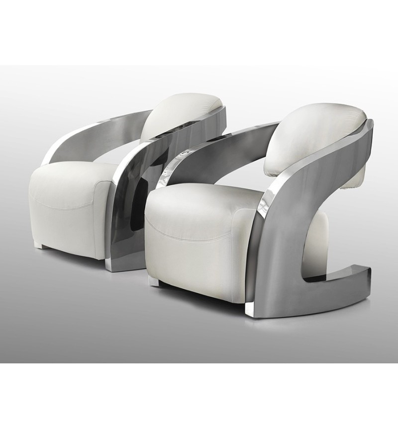 Fauteuil Amanda SCHULLER VALENCIA en cuir blanc