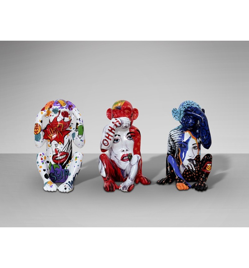 Monos Sabios SCHULLER VALENCIA set of 3 graffiti figures