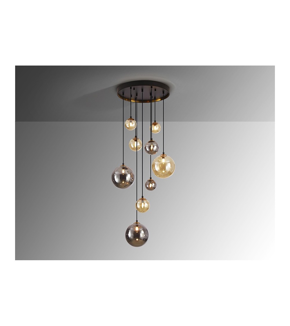 Dark SCHULLER VALENCIA black brass 9-light lamp