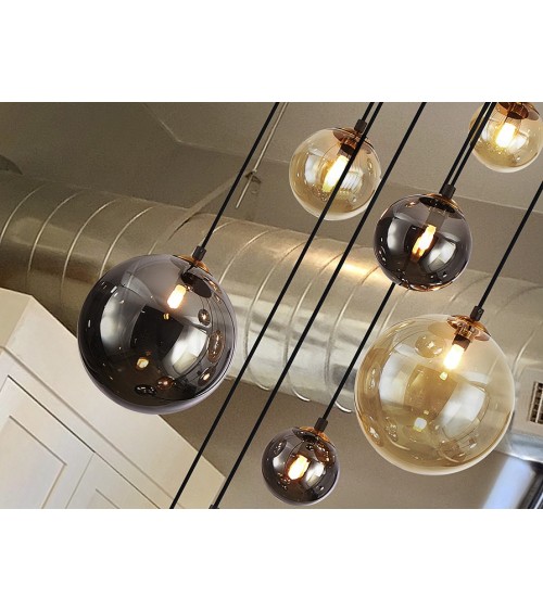 Dark SCHULLER VALENCIA black brass 9-light lamp