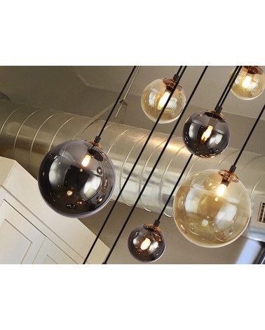 Dark SCHULLER VALENCIA black brass 9-light lamp