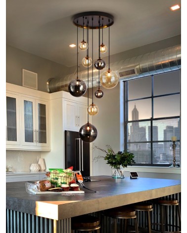 Dark SCHULLER VALENCIA black brass 9-light lamp