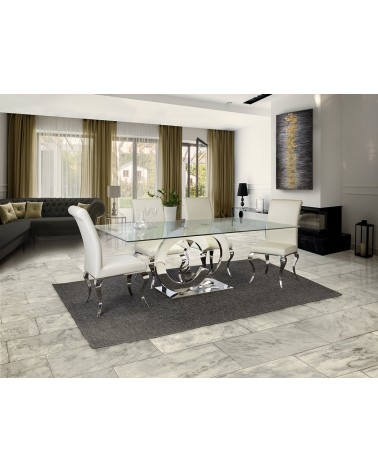 Mesa Casandra SCHULLER VALENCIA acero vidrio