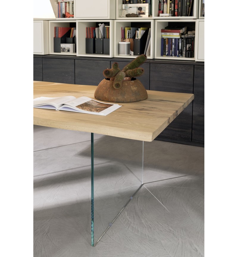 Mesa Spike RIVANOVA de madera y vidrio | BHOME