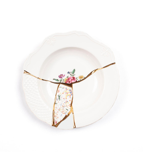 Grundplatte"Kintsugi Piatto Fondo 03"Porzellan —SELETTI | BHOME by Arredi Barbàra