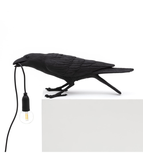 Glühbirne"Bird Lamp Nero Playing"in Bleiharz:SELETTI | BHOME by Arredi Barbàra