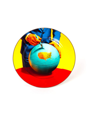 Piatto "in Porcelana Globe Gold Border" | BHOME by Arredi Barbàra