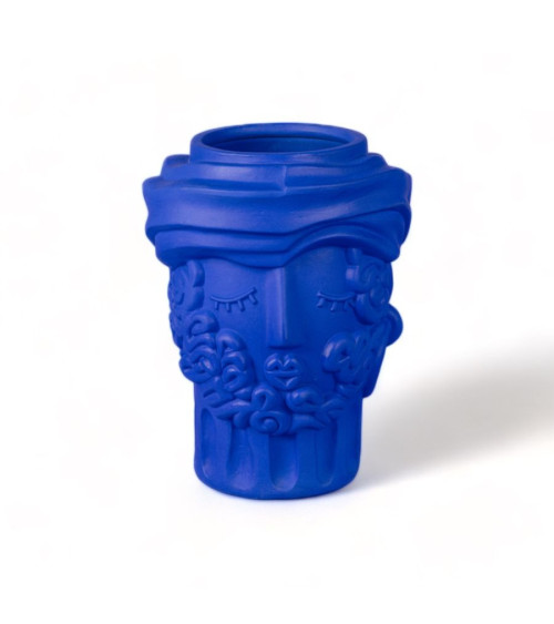 Vase"in Terracotta Man Blu"24 x 22 h 24 cm –SELETTI | BHOME by Arredi Barbàra