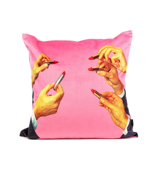Rodamientos"Pink Lipstick con imbottitura Piuma"50x50 cm –SELETTI | BHOME by Arredi Barbàra