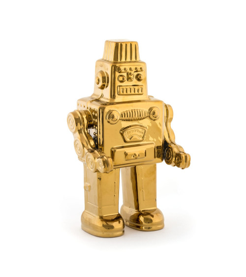Sculpture décorative"Memorabilia Gold My Robot"cm 17,4 x 12,4 h. 30 en papier –SELETTI | BHOME by Arredi Barbàra