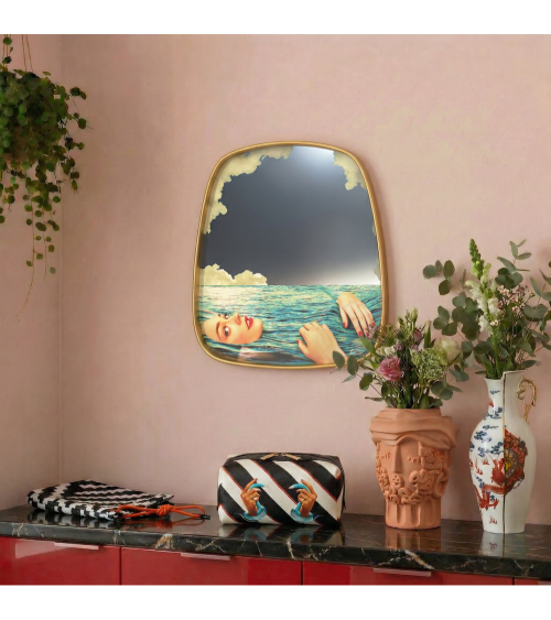 Espejo"Gold Frame Sea Girl"Cm 54 h. 59 –SELETTI | BHOME by Arredi Barbàra