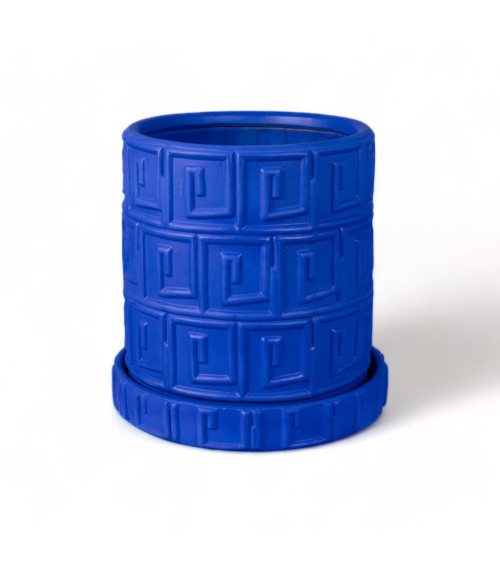 Vase"in Terracotta con Saucer Greca Blu"38,5 h 38,5 cmI 15,2" h 15,2" – SELETTI | BHOME by Arredi Barbàra