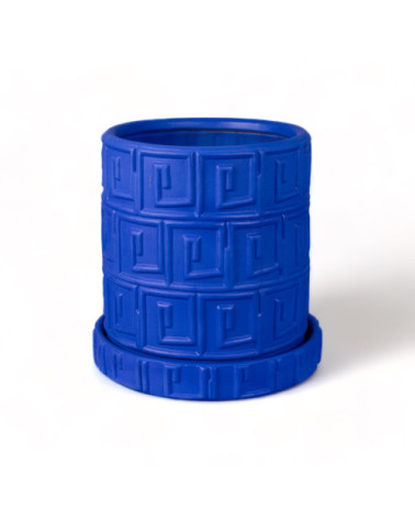 Vase"in Terracotta con Saucer Greca Blu"38,5 h 38,5 cmI 15,2" h 15,2" – SELETTI | BHOME by Arredi Barbàra
