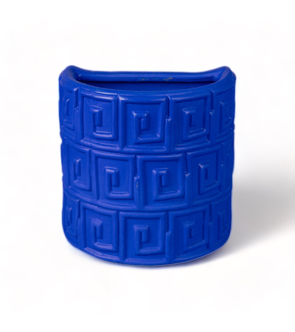 Vase"da muro in terracotta Greche Blu"25 x 16 h 25 cmI 9,8" x 6,3"h 9,8" –SELETTI | BHOME by Arredi Barbàra