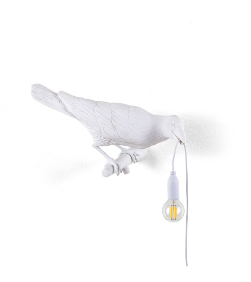 Glühbirne"Bird Lamp White Sguardo a Destra da ESTERNO"in Harz:SELETTI | BHOME by Arredi Barbàra