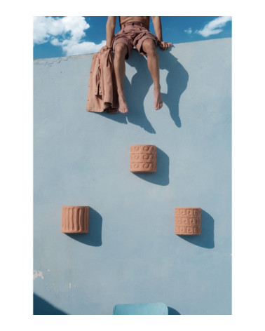 Vase"Magna Graecia Vaso da Muro in Terracotta Onde"cm. 25 x 16 x h. 25 –SELETTI | BHOME by Arredi Barbàra