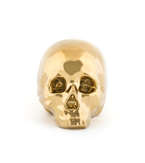 Decorative sculpture"Memorabilia Gold My Skull"cm 25x14 h. 15 in paper –SELETTI | BHOME by Arredi Barbàra