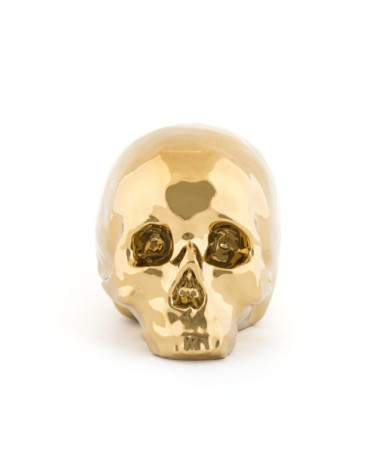 Dekorative Skulptur"Memorabilia Gold My Skull"cm 25x14 h. 15 in Papier –SELETTI | BHOME by Arredi Barbàra