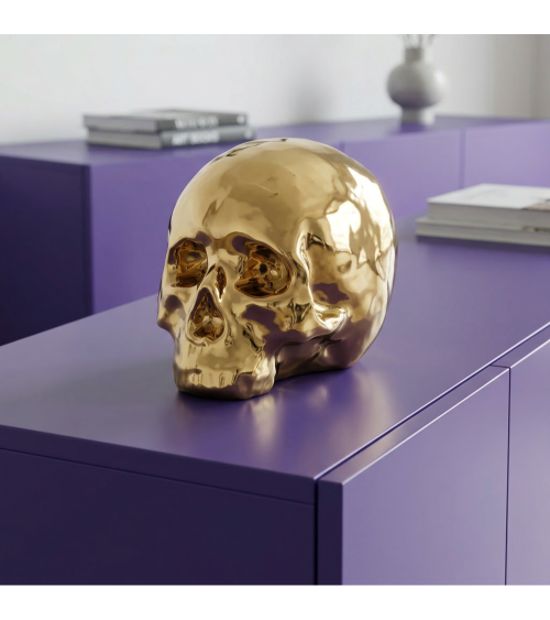 Dekorative Skulptur"Memorabilia Gold My Skull"cm 25x14 h. 15 in Papier –SELETTI | BHOME by Arredi Barbàra