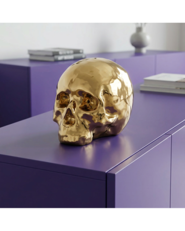 Dekorative Skulptur"Memorabilia Gold My Skull"cm 25x14 h. 15 in Papier –SELETTI | BHOME by Arredi Barbàra
