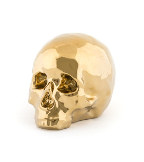 Dekorative Skulptur"Memorabilia Gold My Skull"cm 25x14 h. 15 in Papier –SELETTI | BHOME by Arredi Barbàra