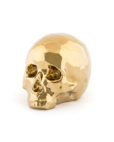 Dekorative Skulptur"Memorabilia Gold My Skull"cm 25x14 h. 15 in Papier –SELETTI | BHOME by Arredi Barbàra
