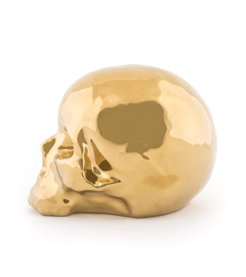 Dekorative Skulptur"Memorabilia Gold My Skull"cm 25x14 h. 15 in Papier –SELETTI | BHOME by Arredi Barbàra