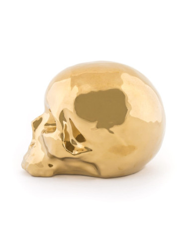 Dekorative Skulptur"Memorabilia Gold My Skull"cm 25x14 h. 15 in Papier –SELETTI | BHOME by Arredi Barbàra