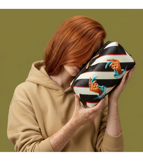 Beutelstreifen waschen"Wash Bag Stripes Hands with Snakes"Cm 25,5x12,5x15 –SELETTI | BHOME by Arredi Barbàra
