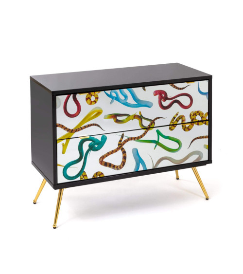 Kamm oder Nachttisch"Cassettiera a Due Cassetti Snakes"Cm.90x40 h.70 –SELETTI | BHOME by Arredi Barbàra