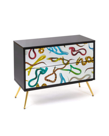 Kamm oder Nachttisch"Cassettiera a Due Cassetti Snakes"Cm.90x40 h.70 –SELETTI | BHOME by Arredi Barbàra
