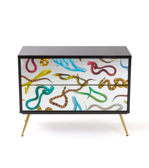 Kamm oder Nachttisch"Cassettiera a Due Cassetti Snakes"Cm.90x40 h.70 –SELETTI | BHOME by Arredi Barbàra
