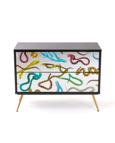 Kamm oder Nachttisch"Cassettiera a Due Cassetti Snakes"Cm.90x40 h.70 –SELETTI | BHOME by Arredi Barbàra