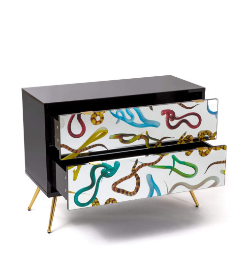 Kamm oder Nachttisch"Cassettiera a Due Cassetti Snakes"Cm.90x40 h.70 –SELETTI | BHOME by Arredi Barbàra