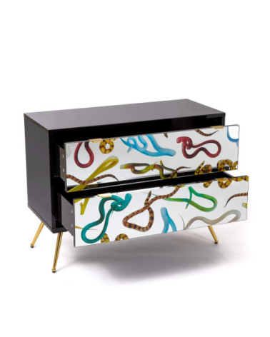 Kamm oder Nachttisch"Cassettiera a Due Cassetti Snakes"Cm.90x40 h.70 –SELETTI | BHOME by Arredi Barbàra