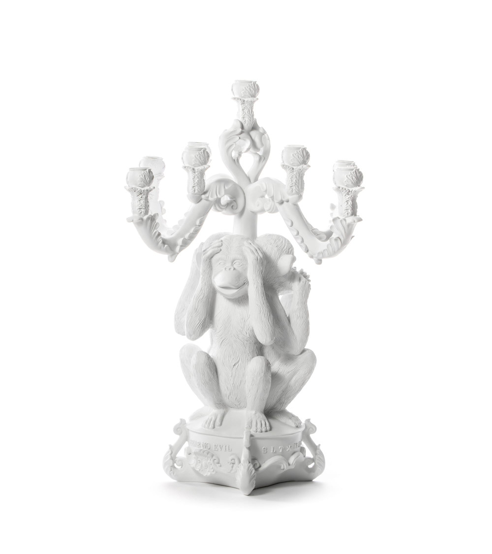 Kerzenhalter"Burlesque Gigante 3 Monkeys Bianco" – SELETTI | BHOME by Arredi Barbàra