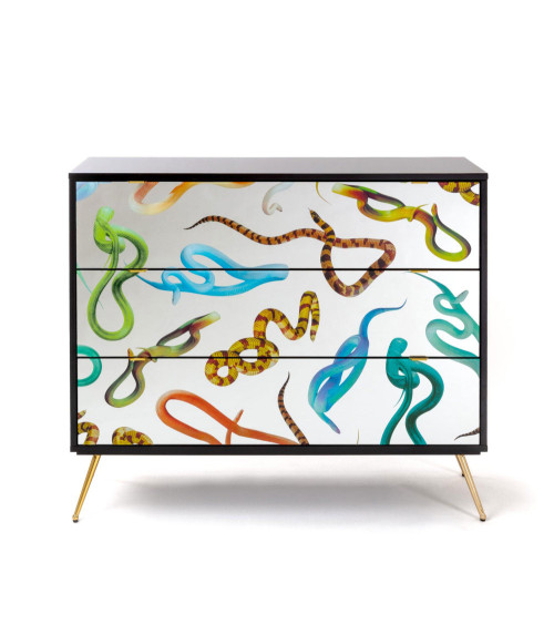 Kamm oder Nachttisch"Cassettiera a Tre Cassetti Snakes"Cm.120x45 h.10 –SELETTI | BHOME by Arredi Barbàra