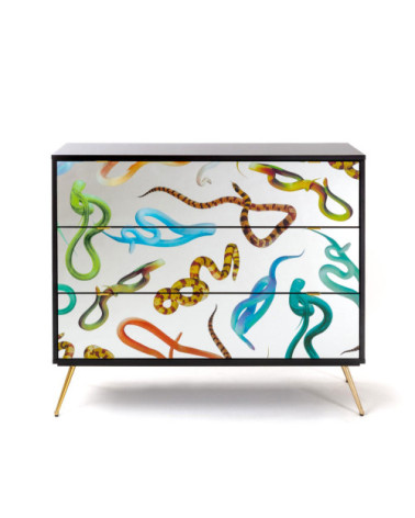 Kamm oder Nachttisch"Cassettiera a Tre Cassetti Snakes"Cm.120x45 h.10 –SELETTI | BHOME by Arredi Barbàra