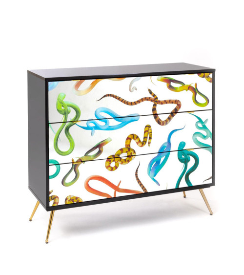 Kamm oder Nachttisch"Cassettiera a Tre Cassetti Snakes"Cm.120x45 h.10 –SELETTI | BHOME by Arredi Barbàra