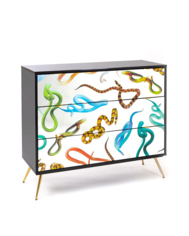 Kamm oder Nachttisch"Cassettiera a Tre Cassetti Snakes"Cm.120x45 h.10 –SELETTI | BHOME by Arredi Barbàra