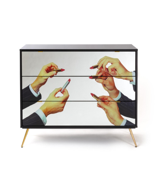 Kamm oder Nachttisch"Cassettiera a Tre Cassetti Lipstick"Cm.120x45 h.10 –SELETTI | BHOME by Arredi Barbàra