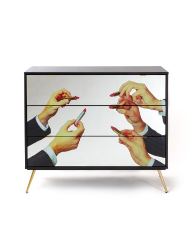 Kamm oder Nachttisch"Cassettiera a Tre Cassetti Lipstick"Cm.120x45 h.10 –SELETTI | BHOME by Arredi Barbàra