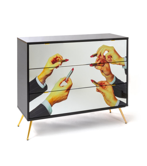 Kamm oder Nachttisch"Cassettiera a Tre Cassetti Lipstick"Cm.120x45 h.10 –SELETTI | BHOME by Arredi Barbàra