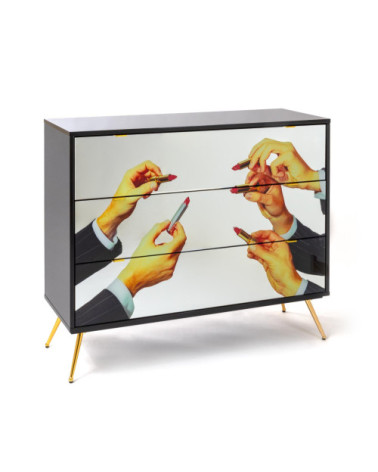Kamm oder Nachttisch"Cassettiera a Tre Cassetti Lipstick"Cm.120x45 h.10 –SELETTI | BHOME by Arredi Barbàra